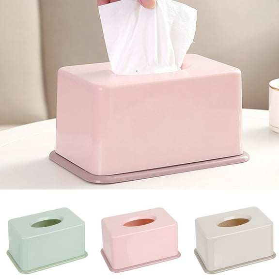 Cheers US Plastic Facial Tissue Box Cover Holder for Bathroom Vanity Countertops, Bedroom Dressers, Night Stands, Desks and Tables