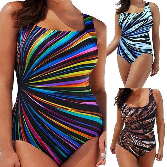 Cheers US Plus Size Swimsuit for Women Tummy Control One Piece Swimsuit Women's Vintage Push Up Bathing Suits