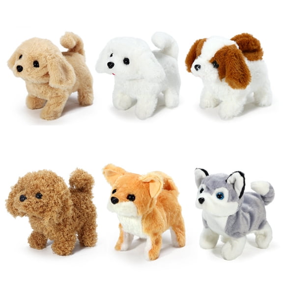 Cheers.US Plush Interactive Walking Barking Puppy Dog Toy for Kids, 18cm