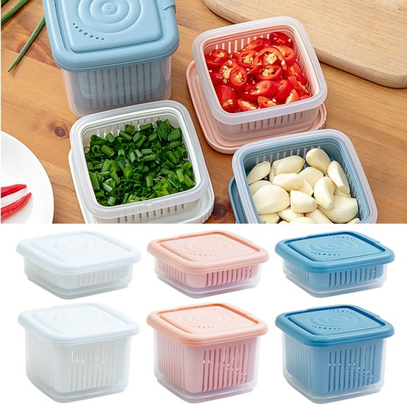 Cheers.US Produce Saver Storage Containers - Fresh Vegetable Fruit Storage Containers, Keep Vegetables Fresh Easy to Clean,Draining Crisper with Strainers