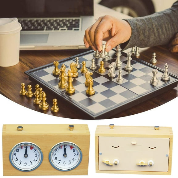 Cheers.US Professional Retro Mechanical Chess Game Clock International Chess Clock Count Up Down Chess Timer Protable Wooden Shell Mechanical Chess Game Timer
