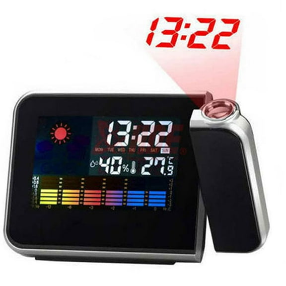 Cheers US Projection Digital Alarm Clock for Bedrooms, Radio Alarm Clock with Projection on Ceiling, Dual Alarms, USB Charger Port, Temperature & Humidity Display