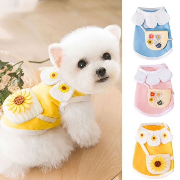 Cheers.US Puppy Clothes Flower Design Fashion Outfit Lovely Cotton T-shirt Summer Dog Vest,Soft, Breathable, Fashion,Pet Puppy Apparel Soft Cute for Cat Dog Clothes