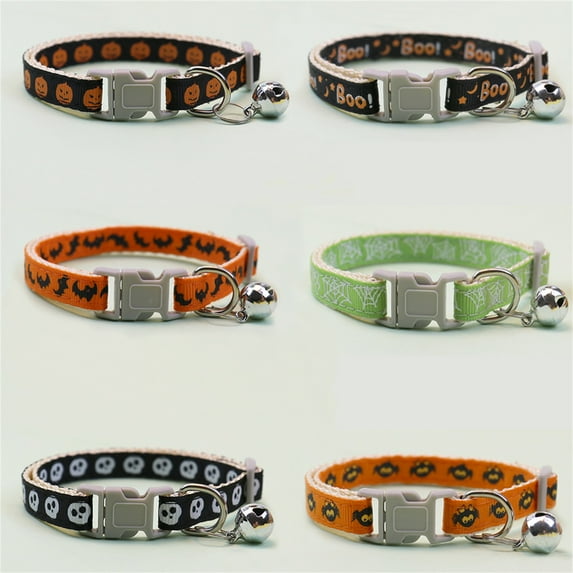 Cheers.US Puppy Collars - 2PCS Super Soft Imitation Nylon Whelping Puppy Collars - Adjustable Litter Collars for Pups - Halloween Themed Print Collars