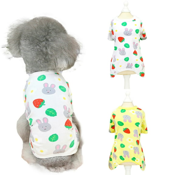 Cheers.US Puppy Pajamas Soft Cartoon Print Pajamas Puppy Rompers Cute Dog Bodysuits for Small Dogs Cats Pets
