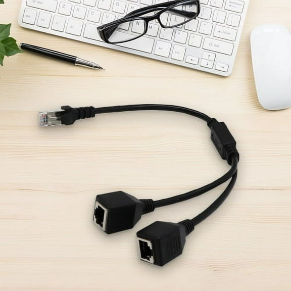 Cheers.US RJ45 Male to 2 Female Internet Adapter Cable 2-in-1 Plug and Play Copper Household Internet Splitter,Suitable for Home, Office, Shop, Daily Use and Factory