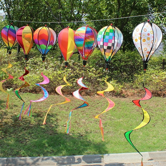Cheers.US Rainbow Windsock Hot Air Balloons Wind Spinner - Outdoor Whirligig Toy Garden Lawn Yard Home Decoration Ornament - Colorful Kinetic Hanging Decoration