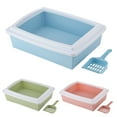 thumbnail image 1 of Cheers.US Rectangle Cat Litter Box,Easy Clean No Smell Pet Kitty Litter Box Litter Pan Cat Potty Semi-Closed Anti-Splash Litter Box Case Toilet Tray with Scoop, 1 of 7
