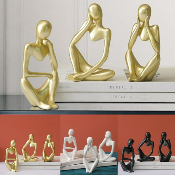 Cheers.US Resin Statue Thinker Style Decoration Abstract Sculptures Thinker Man Statue Collectible Figurines for Home Decor Modern Office Bookshelf Shelf Desktop