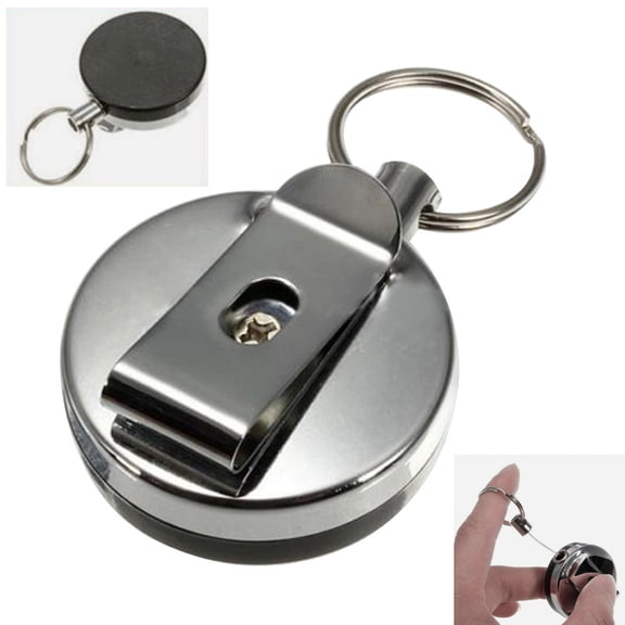 Cheers.US Retractable Metal Reel Badge ID Holder Belt Clip Recoil Name Key Ring