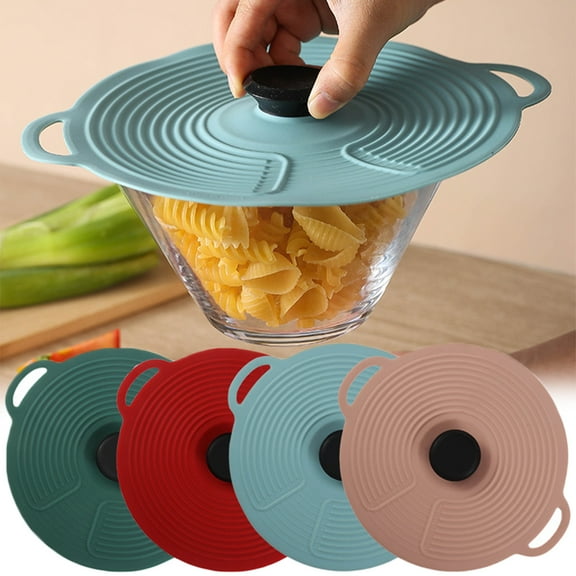 Cheers.US Reusable Silicone Covers, Various Sizes Microwave Covers Heat Resistant Cooking Lids, Reusable Silicone Suction Lids for Pots Pans Bowls Skillets, BPA-Free & Leak-proof