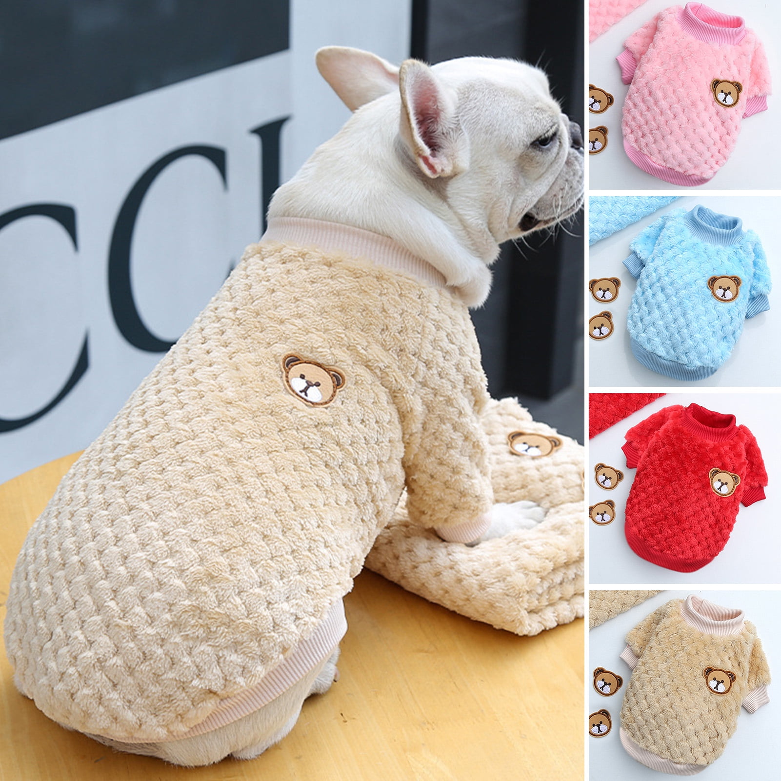Small Dog Sweater - Fleece Embroidery Jumper Coat For Chihuahua, Yorkie, Puppy (XS, S, M)