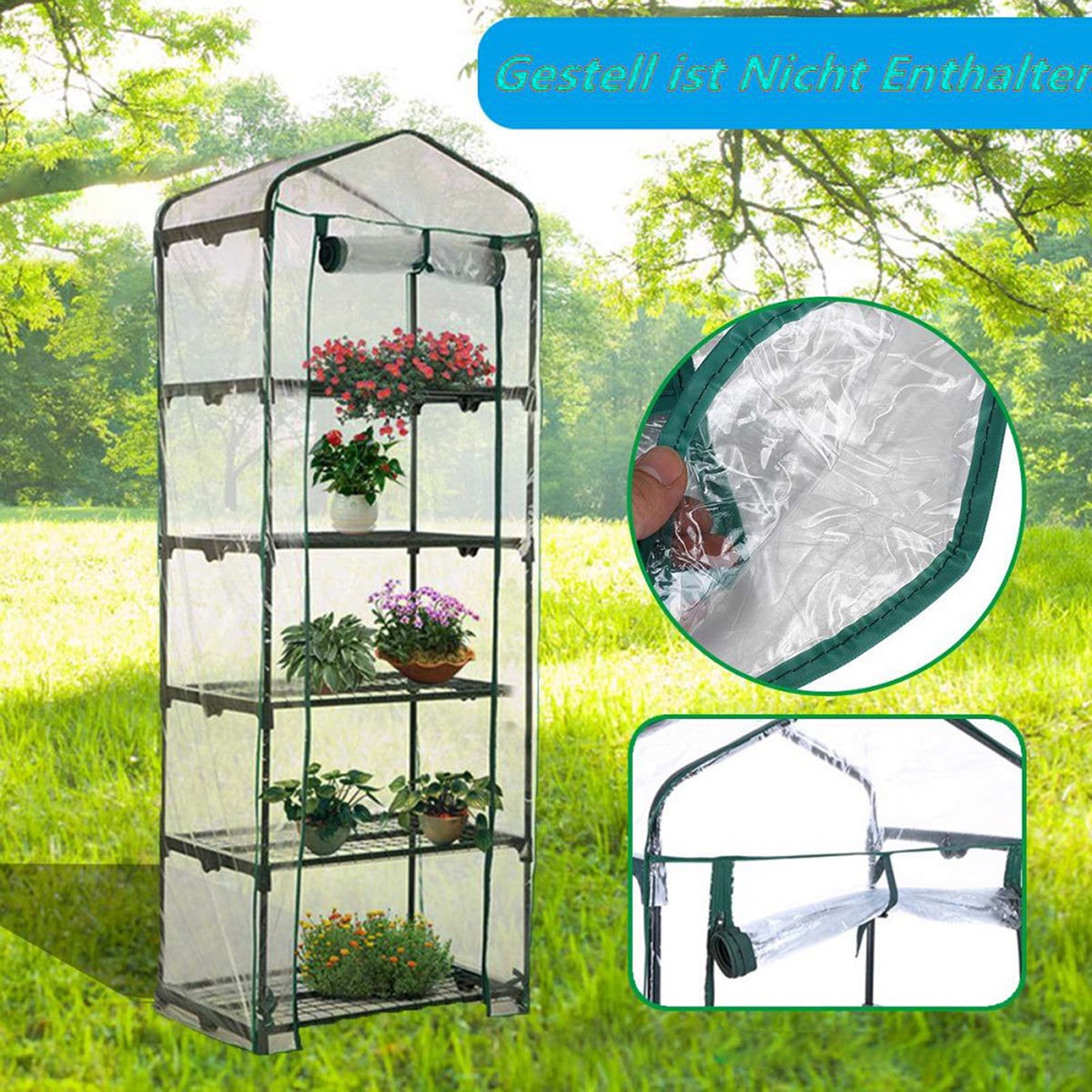 Cheers US Roll-Up Zipper Door Greenhouse Replacement Cover-Clear PVC ...