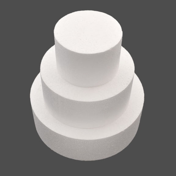 Cheers.US Round Foam Cake Dummy Set for Display, Arts and Crafts (White)