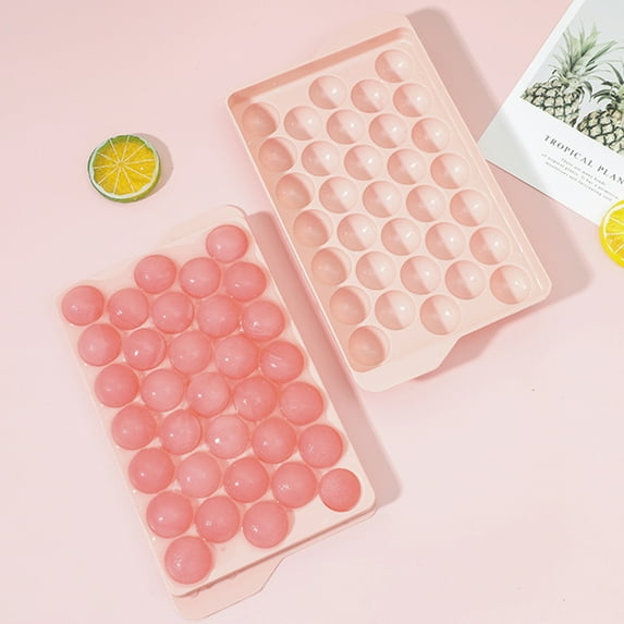 Cheers US Round Ice Cube Tray with Lid Ice Ball Maker Mold for Freezer with Container Mini Circle Ice Cube Tray