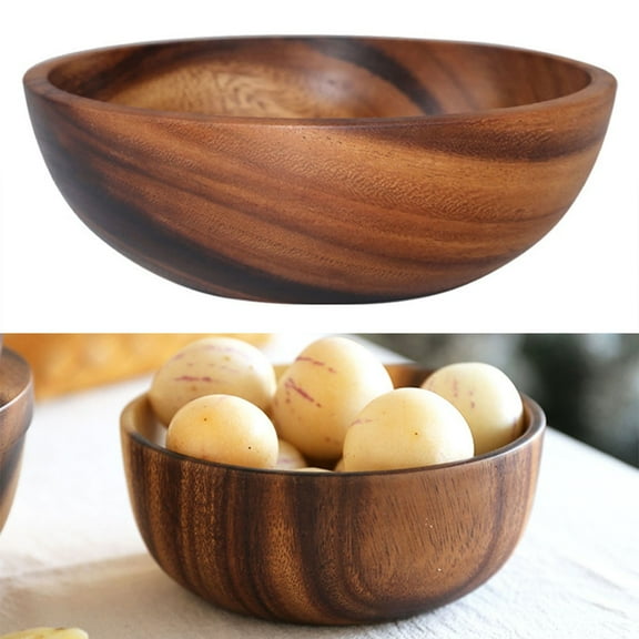 Cheers.US S: 8cm x 6cm M:10cm x 6cm Wooden Fruit Salad Serving Bowl