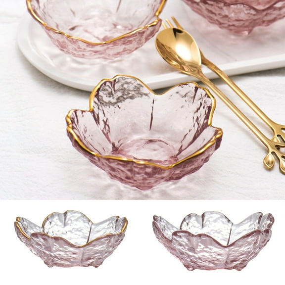Cheers.US Sakura Plates Soy Sauce Dish, Sakura Shaped Glass Seasoning Dishes/Pink Appetizer Plates, Japanese Crystal Salad Bowls, Housewarming Gifts