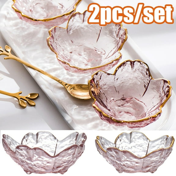 Cheers.US Sakura Plates Soy Sauce Dish, Sakura Shaped Glass Seasoning Dishes/Pink Appetizer Plates, Japanese Crystal Salad Bowls, Seasoning Plate For Ice Cream Fruit Sala, Housewarming Gifts