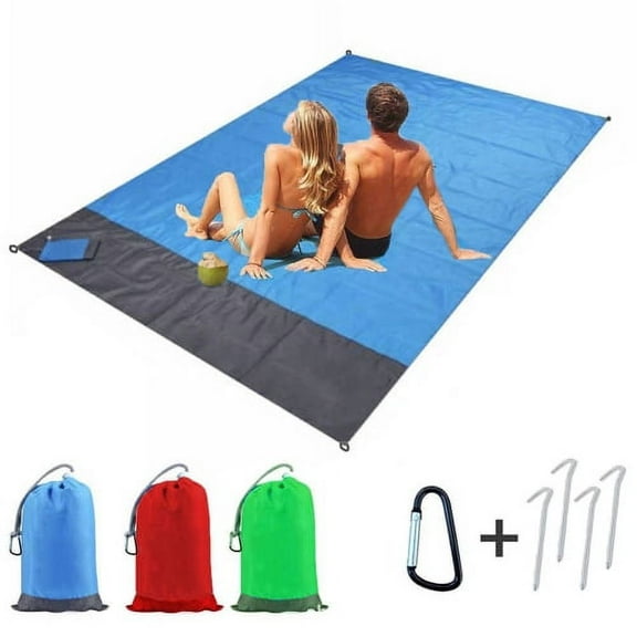Cheers.US Sand Free Beach Blanket, Outdoor Picnic Mat Waterproof Quick Drying Ripstop Nylon Compact Sandproof Beach Blanket for Camping Hiking Fishing Travel
