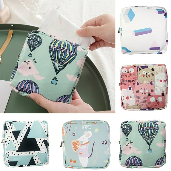 Cheers.US Sanitary Napkin Storage Bag Menstrual Pad Bag Nursing Pad Holder Portable Menstrual Period Sanitary Pouch Zipper Tampons Collect Bags for Teen Girls Women Ladies