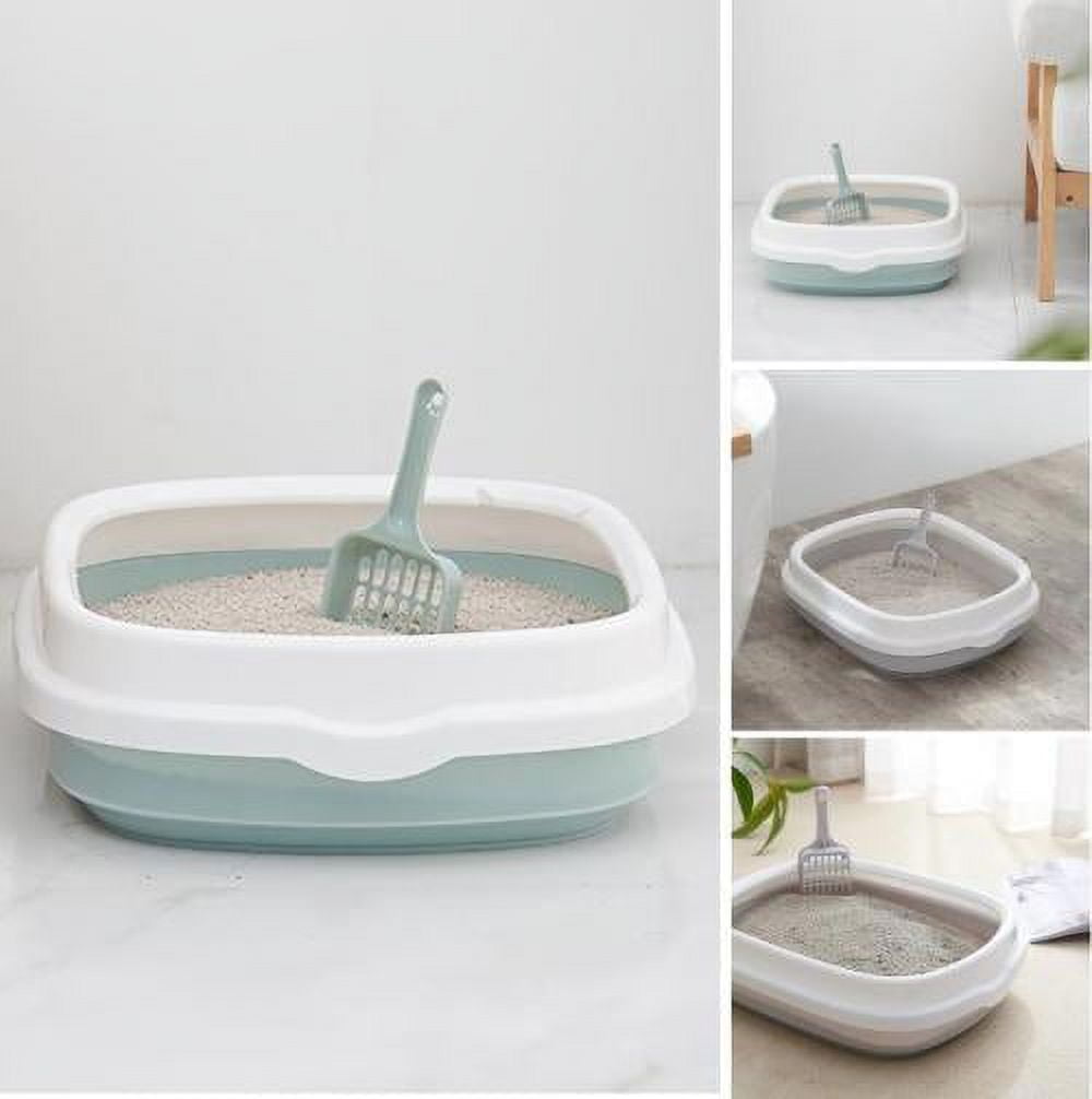 Cheers.US Semi-closed Detachable Anti-splash Pet Cats Sand Litter Box Toilet with Scoop,Portable, Lightweight, Eco-friendly Dismountable design for easy cleaning