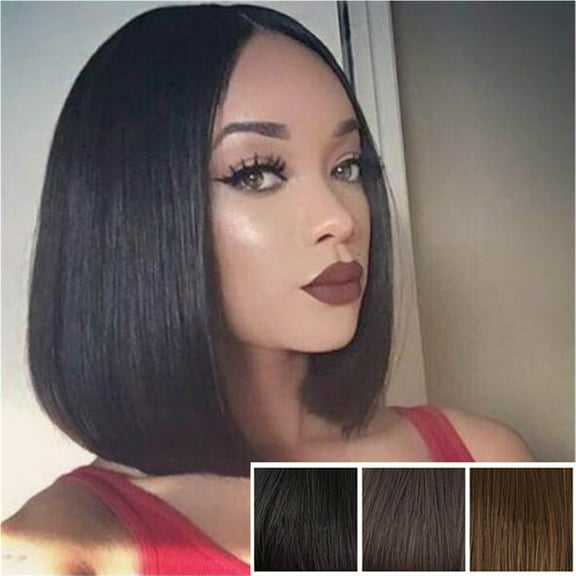 Cheers US Short Bob Wigs Lace Front Wigs Human Hair Straight Bob Wigs Brazilian Virgin Straight Bob Human Hair Wigs For Black Women Bleached Knots Pre Plucked