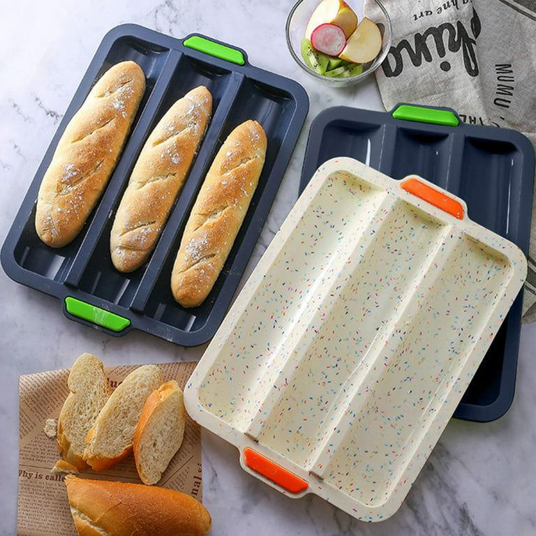 Cheers.US Silicone Baguette Pan Non-stick French Bread Baking Mould, 3 Wave  Baguette Tray Loaf Pan Bake Mold, Non-Stick Baking Liners Mat Oven Toaster Pan  Silicone Sandwich French Baking Tray 