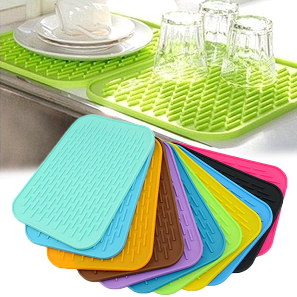 Dish Drying Mat 3-folding Silicone Kitchen Mat Kitchen Counter Heat  Resistant Mat