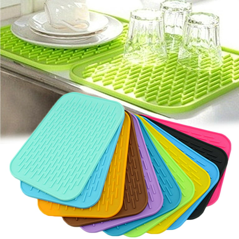 Cheer Collection Silicone Dish Drying Mat for Kitchen Counter, Silicone Drying  Pad and Trivet for Dishes, Dishwasher Safe and Heat Resistant - Cheer  Collection