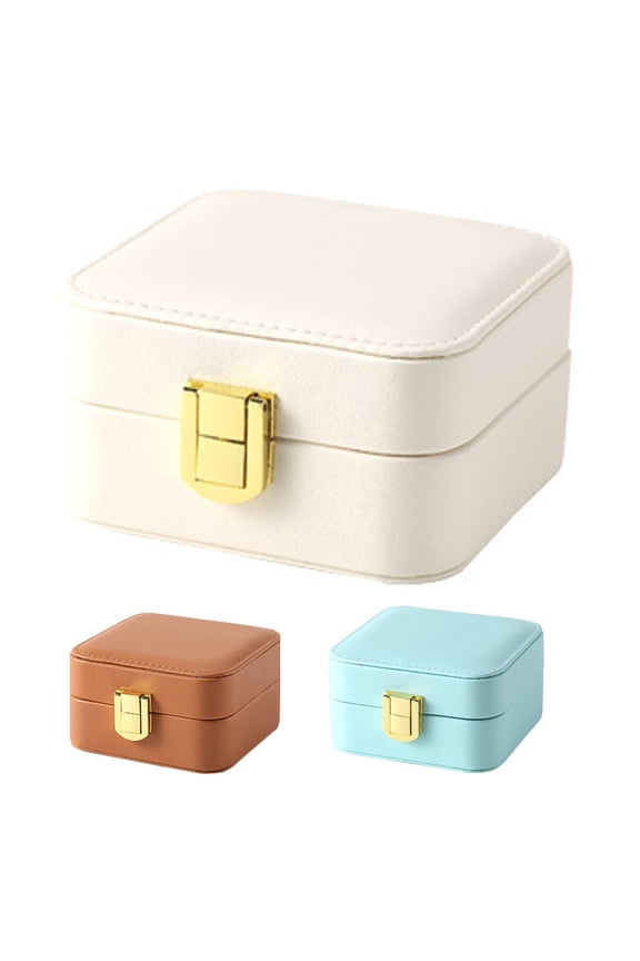 Small Jewelry Organizer Box for Travel, Portable Mini Jewelry Travel Case with Mirror for Rings Necklaces Bracelets Earrings, Gift for Women Girl -Teal