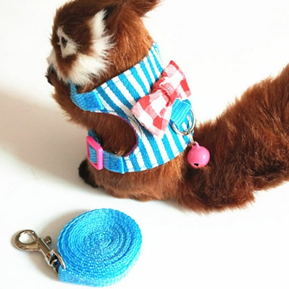 Cheers US Small Pet Guinea Pig Rabbit Harness and Leash Blue Stripe Chest Strap Vest for Animals Guinea Pig Chinchilla Rabbit Rat
