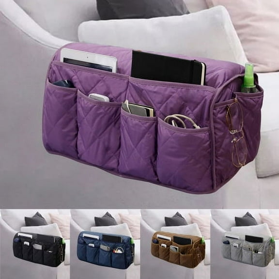 Cheers.US Sofa Armrest Organizer, Non-Slip Caddy Portable TV Remote Control Holder Bedside Caddy Couch Pocket Organizer for Phone Magazine Glasses