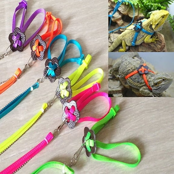 Cheers.US Soft Lizard Adjustable Chest Strap Harness Safety Outdoor Walking Leash with Elastic Leash for Reptile Lizard