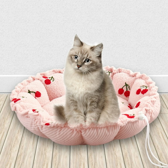 Cheers US Soft Plush Small Cute and Cozy Pastel Flower Dog Cat Bed, Washer and Dryer Friendly