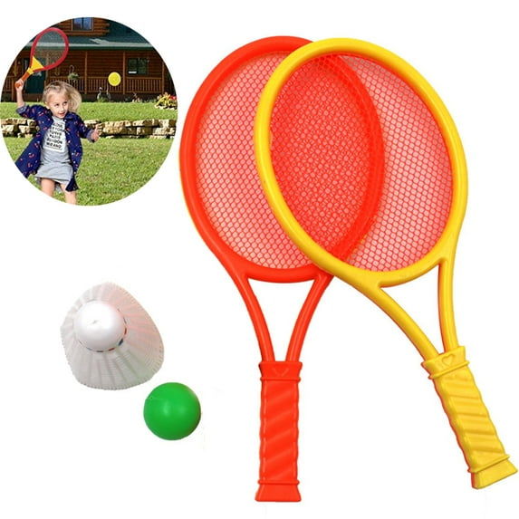 Cheers.US Soft Tennis Rackets Set Soft Tennis and Badminton Set for Outdoor Garden Game Children Toy