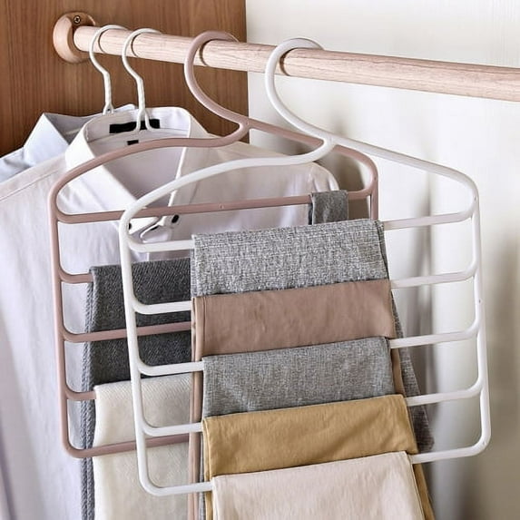 Cheers.US Space Saving Pants Hanger Trousers Hangers Pants Rack for Pants Jeans Trousers Skirts Scarf Ties Towels Closet Storage Non-Slip Clothes Organizer