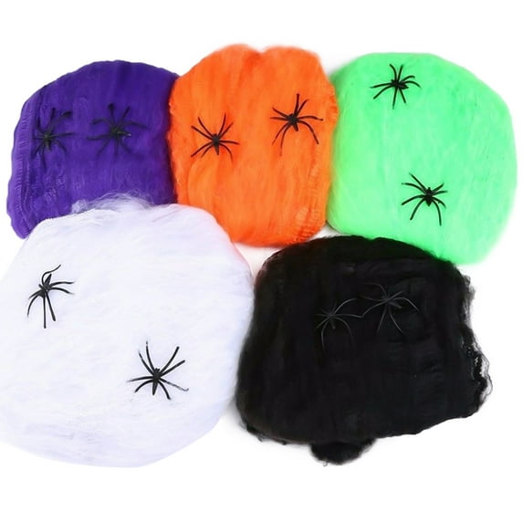 Cheers.US Spider Web Cobwebs with 2 Fake Spiders Halloween Party Decoration Supplies for Indoor and Outdoor