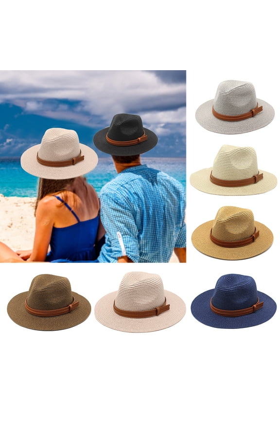 Cheers US Straw Hat Sun Hat for Women Men Beach Cap Summer Hats UV UPF50+