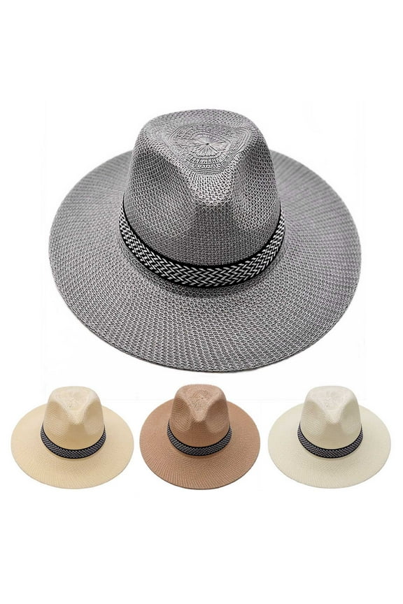 Straw Hats for Women Summer Beach Sun Hat Wide Brim Fedora Cap UPF50+