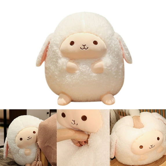Cheers.US Stuffed Sheep Doll Full Filling Sleeping Accompany Elastic Cute Plush Sheep Cushion for Entertainment