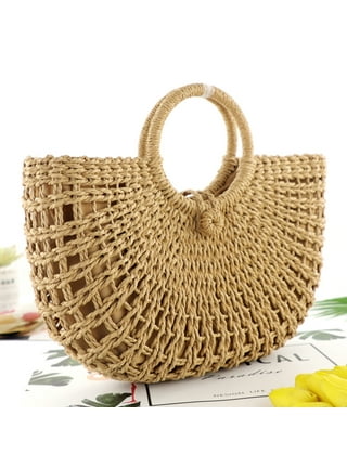 Vakind Straw Rattan Bag Woven Women Summer Messenger Bags Handbag (Light Brown), Women's, Size: 16.77 x 15.6 x 3.9