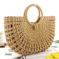 thumbnail image 1 of Cheers US Summer Beach Bag, Summer Rattan Bag for Women Straw Hand-woven Top-handle Handbag Beach Sea Straw Rattan Tote Clutch Bags Big Capacity Travel Tote Purse, 1 of 2