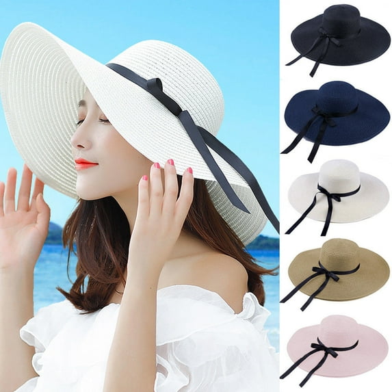 Cheers.US Sun Hats for Women Anti UV Sun Protection Womens Wide Brim Beach Hat Summer Gardening Travel Floppy Foldable Straw Hat