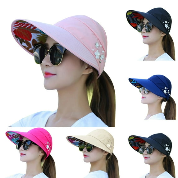 Cheers US Sun Hats for Women Wide Brim Sun Hat UV Caps Floppy Beach Packable Visor