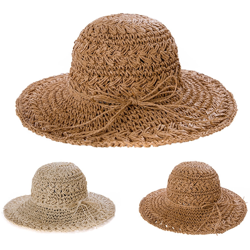 Chapeau Floppy Pour Femme Marron Et Blanc – Occasion En Bon état – Style Bohème été Plage