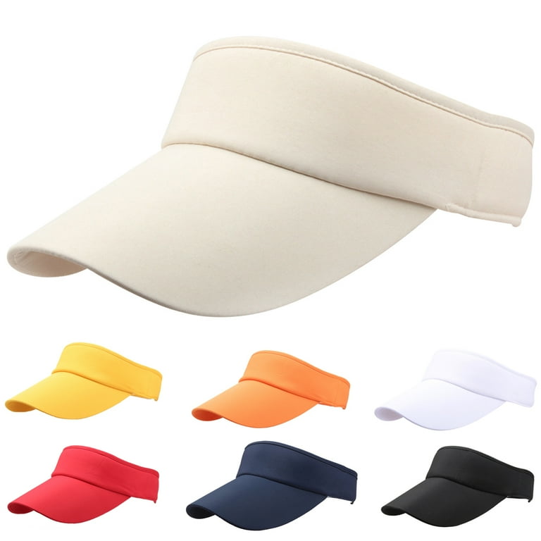 Cheers.US Sun Visor Hats for Women Men Adjustable Open Top Plain Visors UV  Protection Sports Tennis Golf Travel Summer Beach Pool Visor 