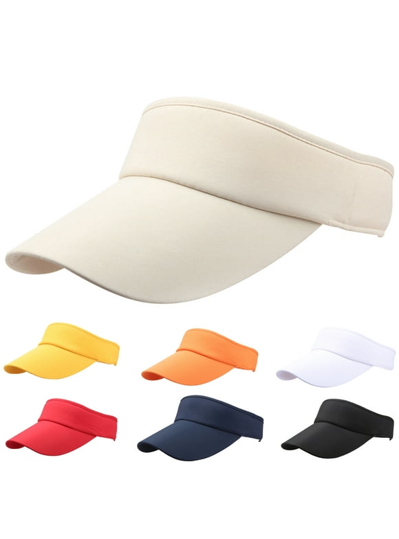 Cheers.US Sun Visor Hats for Women Men Adjustable Open Top Plain Visors UV Protection Sports Tennis Golf Travel Summer Beach Pool Visor