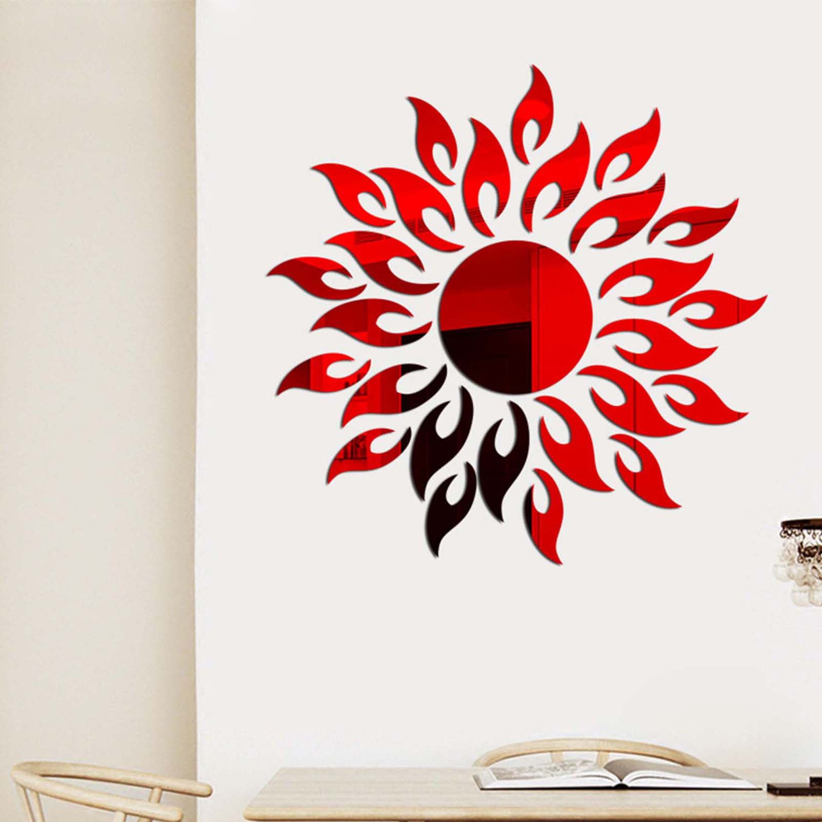 Cheers US Sunflower Mirror Wall Stickers Decor, Round Acrylic DIY Self