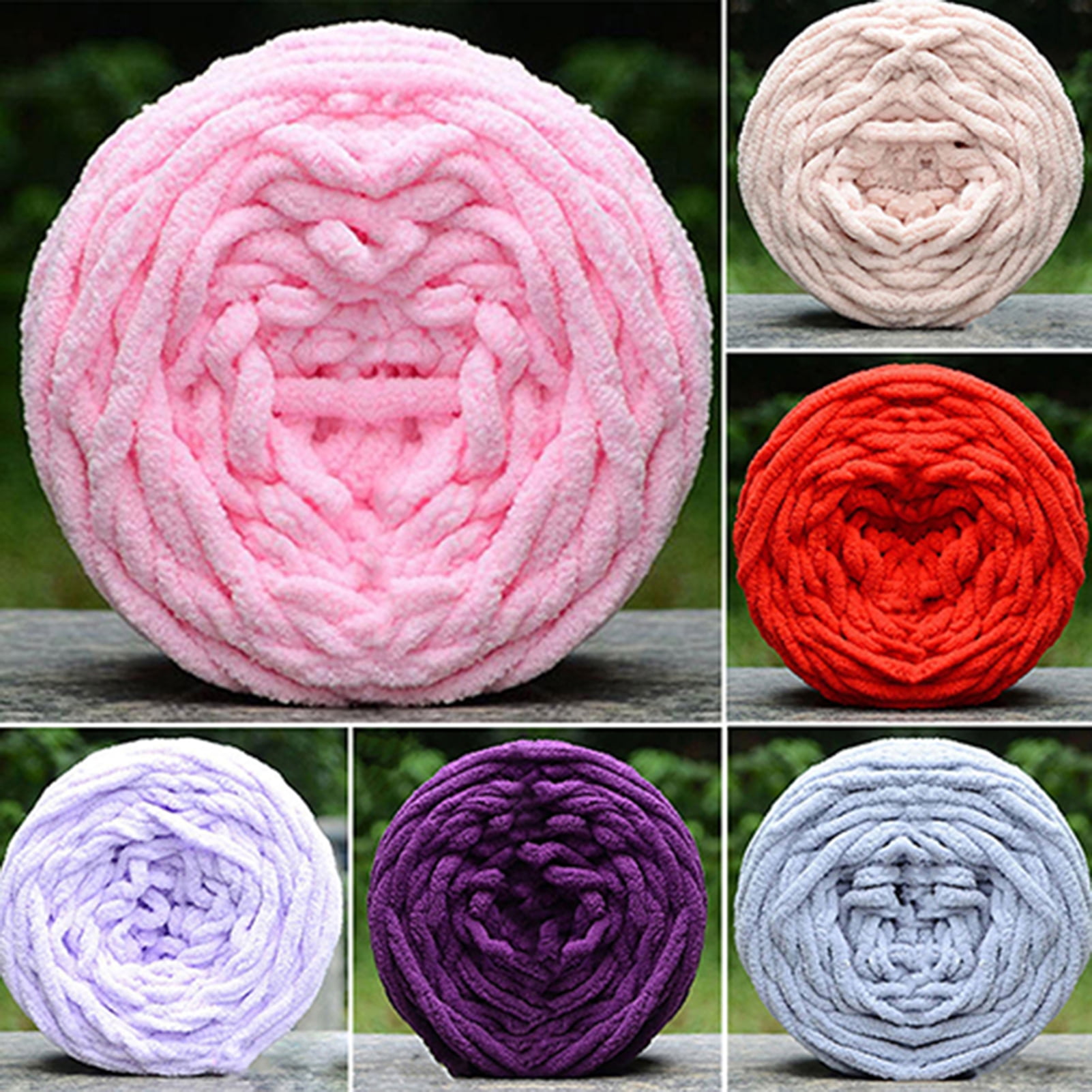 500G Velvet Bulky Chunky Yarn Arm Knitting Crochet DIY Washable Making Tube  Giant Yarn for Blanket Weaving Crocheting Carpets Scarf, Dark Pink