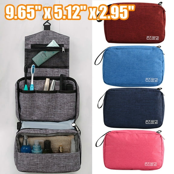 Cheers.US Toiletry Bag, Relavel Travel Hanging Toiletry Bag for Men and Women, Leather Water-resistant Makeup Cosmetic Bag Travel Organizer for Toiletries, Shampoo, Full Sized Container